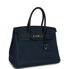 Pre-owned Hermes Birkin 30 Bleu de Prusse Togo Palladium Hardware