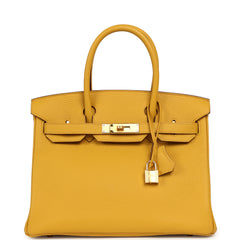 Pre-owned Hermes Birkin 30 Jaune Ambre Clemence Gold Hardware