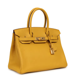 Pre-owned Hermes Birkin 30 Jaune Ambre Clemence Gold Hardware