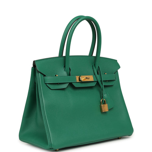 Pre-owned Hermes Birkin 30 Vert Vertigo Epsom Gold Hardware