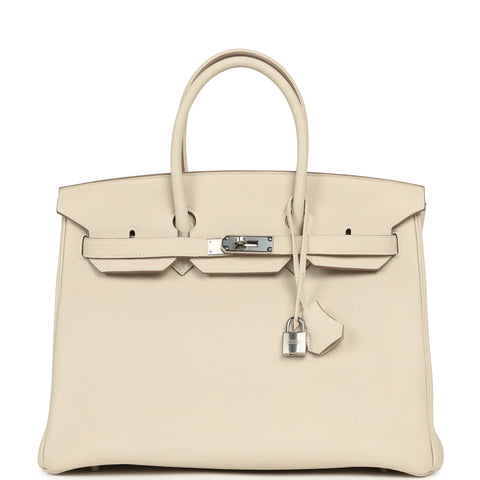 Hermes Birkin 35 Craie Togo Palladium Hardware