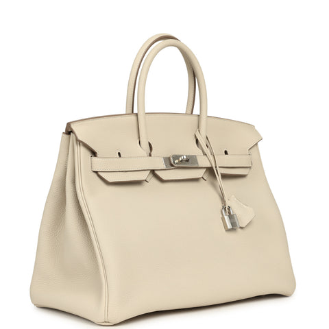 Hermes Birkin 35 Craie Togo Palladium Hardware