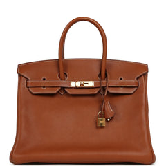Pre-owned Hermes Birkin 35 Fauve Barenia Faubourg Gold Hardware