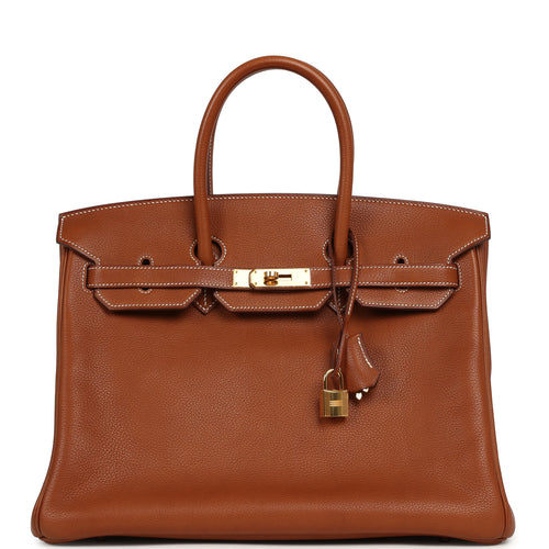 Pre-owned Hermes Birkin 35 Fauve Barenia Faubourg Gold Hardware
