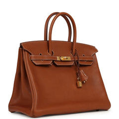 Pre-owned Hermes Birkin 35 Fauve Barenia Faubourg Gold Hardware