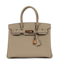 Pre-owned Hermes Birkin 30 Gris Asphalt Togo Rose Gold Hardware
