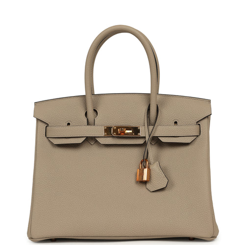 Pre-owned Hermes Birkin 30 Gris Asphalt Togo Rose Gold Hardware