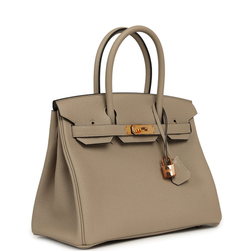 Pre-owned Hermes Birkin 30 Gris Asphalt Togo Rose Gold Hardware