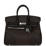 Hermes Birkin 25 "Go Team" Ebene Swift, Feutre Palladium Hardware - Thumbnail View 2