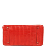 Pre-owned Hermes Birkin 35 Geranium Matte Porosus Crocodile Gold Hardware - Thumbnail View 6