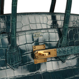 Pre-owned Hermes Birkin 35 Colvert Shiny Porosus Crocodile Gold Hardware - Thumbnail View 7