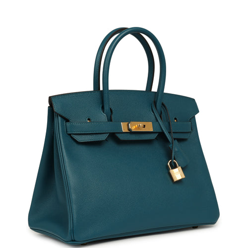 Hermes Birkin 30 Vert Bosphore Epsom Gold Hardware