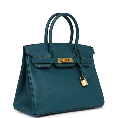 Hermes Birkin 30 Vert Bosphore Epsom Gold Hardware
