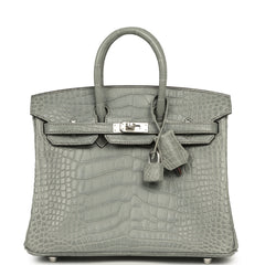 Hermes Birkin 25 Gris Cement Matte Alligator Palladium Hardware