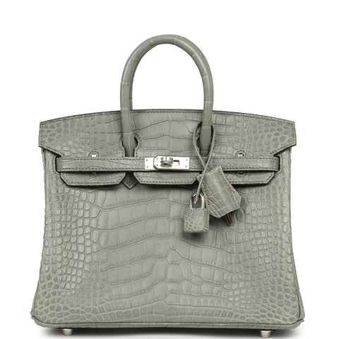 Hermes Birkin 25 Gris Cement Matte Alligator Palladium Hardware