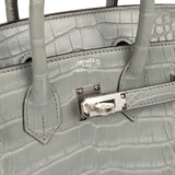 Hermes Birkin 25 Gris Cement Matte Alligator Palladium Hardware - Thumbnail View 7