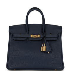Hermes Birkin 25 Bleu Navy Togo Gold Hardware