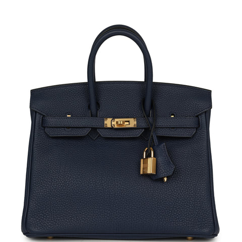 Hermes Birkin 25 Bleu Navy Togo Gold Hardware