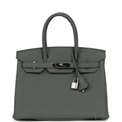 Pre-owned Hermes Birkin 30 Vert Amande Togo Palladium Hardware