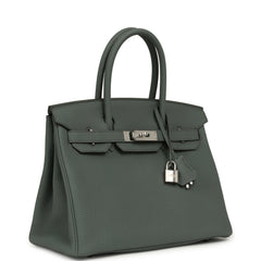 Pre-owned Hermes Birkin 30 Vert Amande Togo Palladium Hardware