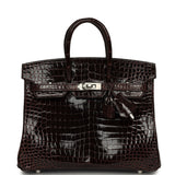 Hermes Birkin 25 Havane Shiny Porosus Crocodile Palladium Hardware - Thumbnail View 1