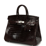 Hermes Birkin 25 Havane Shiny Porosus Crocodile Palladium Hardware - Thumbnail View 4