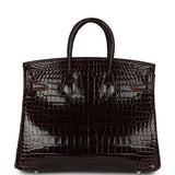 Hermes Birkin 25 Havane Shiny Porosus Crocodile Palladium Hardware - Thumbnail View 3
