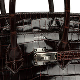 Hermes Birkin 25 Havane Shiny Porosus Crocodile Palladium Hardware - Thumbnail View 6