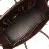 Hermes Birkin 25 Havane Shiny Porosus Crocodile Palladium Hardware - Thumbnail View 7