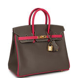 Hermes Special Order (HSS) Birkin 25 Etoupe, Rose Tyrien Epsom Gold Hardware - Thumbnail View 2