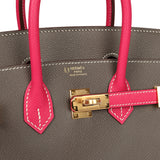 Hermes Special Order (HSS) Birkin 25 Etoupe, Rose Tyrien Epsom Gold Hardware - Thumbnail View 7