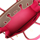 Hermes Special Order (HSS) Birkin 25 Etoupe, Rose Tyrien Epsom Gold Hardware - Thumbnail View 8