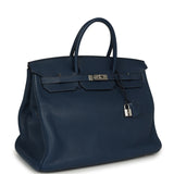 Pre-owned Hermes Birkin 40 Bleu De Malte Clemence Palladium Hardware - Thumbnail View 2