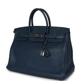 Pre-owned Hermes Birkin 40 Bleu De Malte Clemence Palladium Hardware - Thumbnail View 5
