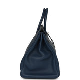 Pre-owned Hermes Birkin 40 Bleu De Malte Clemence Palladium Hardware - Thumbnail View 3