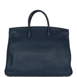 Pre-owned Hermes Birkin 40 Bleu De Malte Clemence Palladium Hardware - Thumbnail View 4