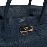Pre-owned Hermes Birkin 40 Bleu De Malte Clemence Palladium Hardware - Thumbnail View 7