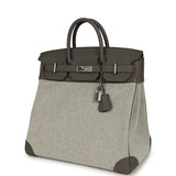 Hermes Birkin HAC 40 Etain Togo, Ecru-Black Toile H Canvas Palladium Hardware - Thumbnail View 5