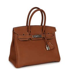 Pre-owned Hermes Birkin 30 Gold Togo Palladium Hardware