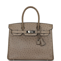 Pre-owned Hermes Birkin 30 Mousse Ostrich Palladium Hardware