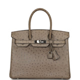 Pre-owned Hermes Birkin 30 Mousse Ostrich Palladium Hardware - Thumbnail View 1