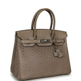 Pre-owned Hermes Birkin 30 Mousse Ostrich Palladium Hardware - Thumbnail View 2