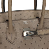Pre-owned Hermes Birkin 30 Mousse Ostrich Palladium Hardware - Thumbnail View 7