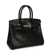 Pre-owned Hermes "Patchwork" Birkin 30 Black Matte Niloticus Crocodile, Clemence, Box Palladium Hardware - Thumbnail View 2