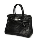 Pre-owned Hermes "Patchwork" Birkin 30 Black Matte Niloticus Crocodile, Clemence, Box Palladium Hardware - Thumbnail View 5