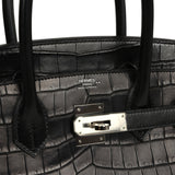 Pre-owned Hermes "Patchwork" Birkin 30 Black Matte Niloticus Crocodile, Clemence, Box Palladium Hardware - Thumbnail View 7