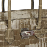 Hermes Birkin 35 Gris Tourterelle Shiny Porosus Crocodile Palladium Hardware - Thumbnail View 7