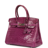 Pre-owned Hermes Birkin 30 Violet Shiny Niloticus Crocodile Palladium Hardware - Thumbnail View 5