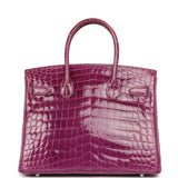Pre-owned Hermes Birkin 30 Violet Shiny Niloticus Crocodile Palladium Hardware - Thumbnail View 4
