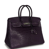 Pre-owned Hermes Birkin 35 Amethyst Matte Alligator Palladium Hardware - Thumbnail View 2